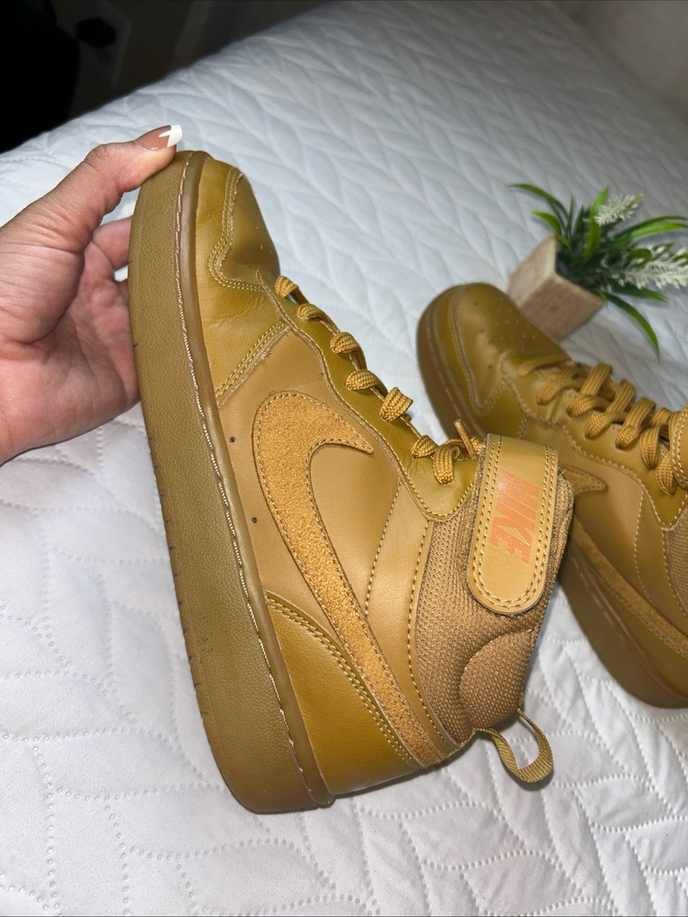Nike Court Borough Mid 2 "Wheat" - Size 6Y (Women's 7.5) - Picture 9 of 10